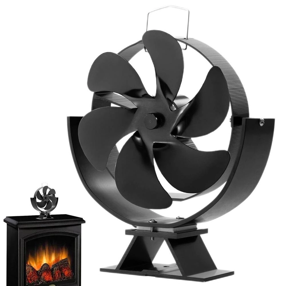 (image for) 6 Blade Wood Burner Fireplace Fan Mini Heat Powered Stove Fan Eco-fan Quiet Home Efficient Heat Distribution